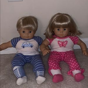 twin American girl doll babies